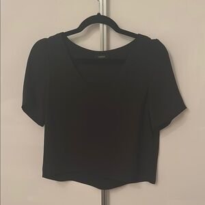 Black V-Neck Women's Top